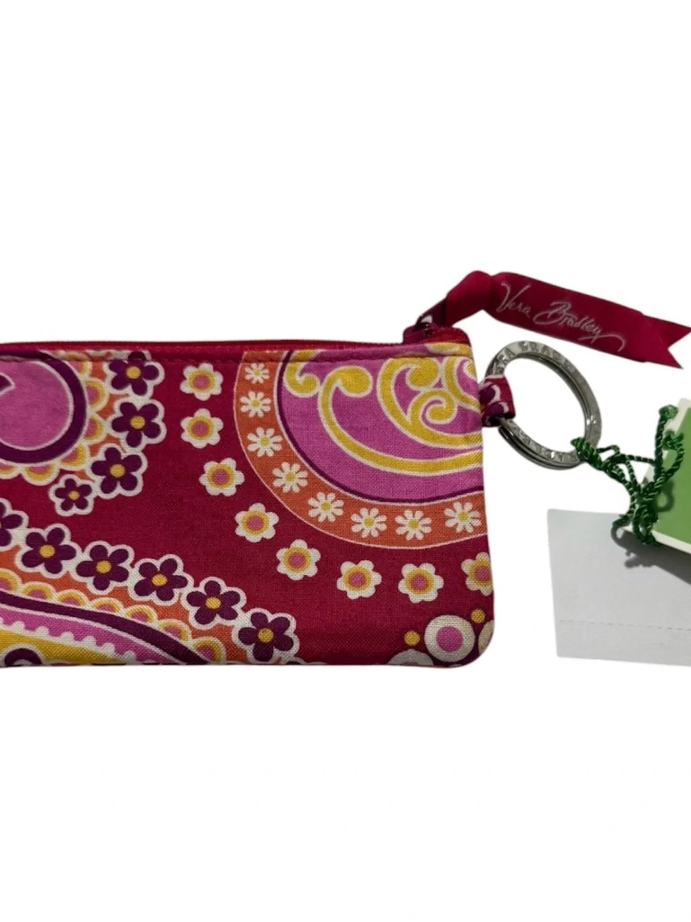 Vera Bradley ID Zip Case Keychain – Pink Floral Paisley Retired Print - Picture 4 of 7